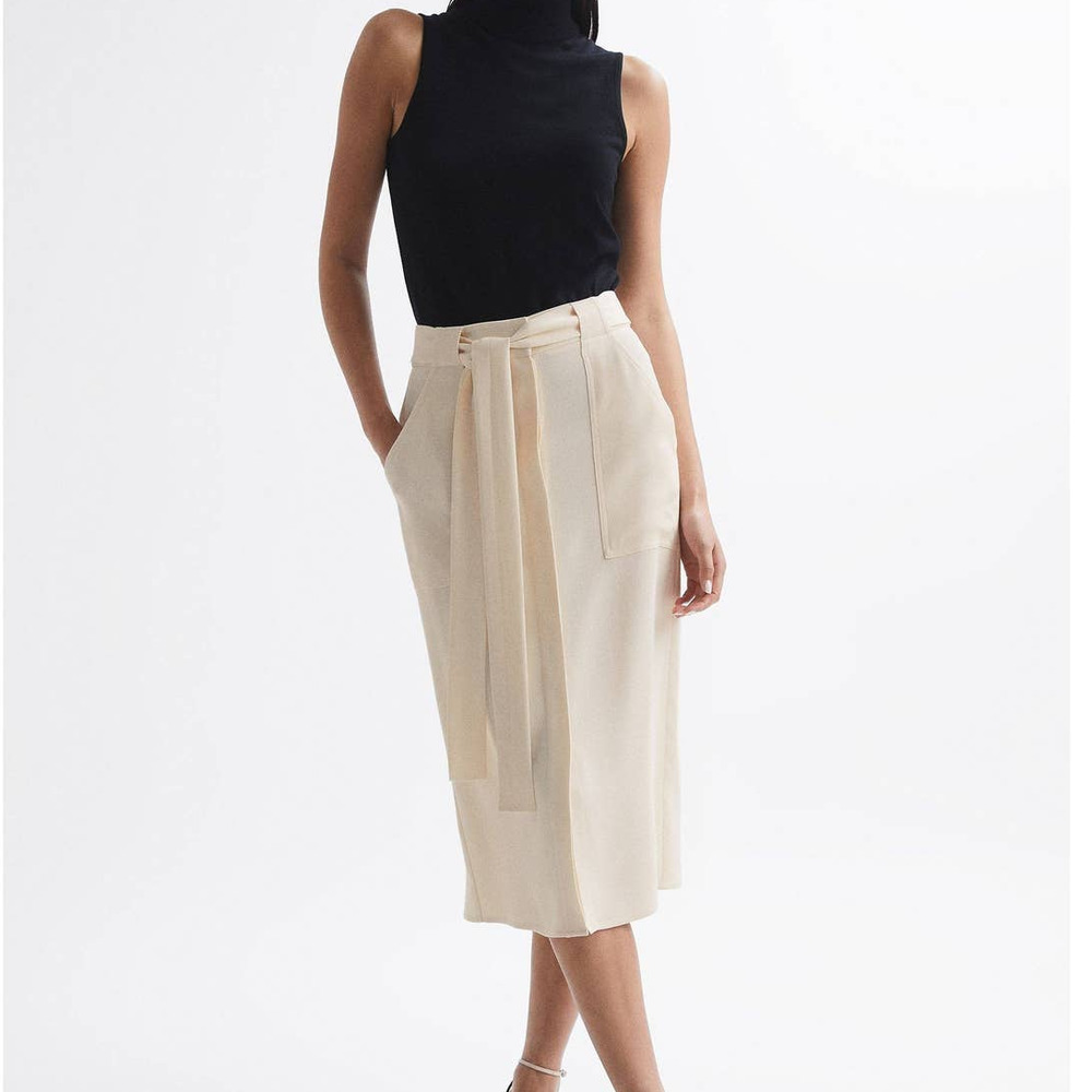 Reiss Cream Midi Skirt